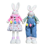Casal Coelhos Enfeite Decoração Páscoa Caça Aos Ovos