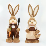 Casal De Coelhos Páscoa Decoração Coelhinhos Em Palha Horta