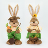 Casal De Coelhos Páscoa Decoração Coelhinhos Jardineiro 63cm