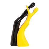 Casal Esculturas Estatuetas De Ceramica Para Decoração Cor Preto amarelo