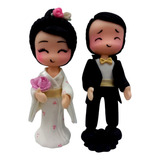 Casal Topo De Bolo Noivinhos Biscuit Casamento Oriental