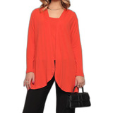 Casaquinho Aberto Cardigan E Blusa Regata Malha Leve Cores