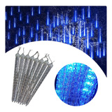 Cascata 3m Chuva De Gelo 8 Tubos Cor Azul 22 Leds Cone 28cm