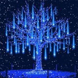 Cascata Chuva De Gelo Meteoro 8 Tubos 50cm Azul