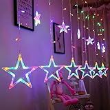 Cascata Com 138 Estrelas Coloridas De LED 8 Funções De Pisca Para Decorações De Natal 2 5 Metros Luzes De Natal Para Sacada Janela Jardim 110 Volts 