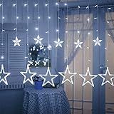 Cascata Com 138 LED Formato Em Estrela 8 Funções De Pisca Para Cortina De Luz Para Decorações De Natal 2 5 Metros Branco Frio 110 Volts 