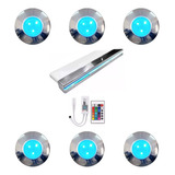Cascata Com Led 60cm Kit Iluminação Piscina 6 Led Aço Inox