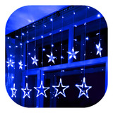 Cascata De Estrela 138 Led 8 Funções Natal Azul 3c M f 220v Cor Das Luzes Azul