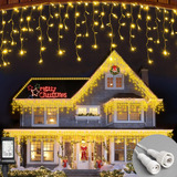 Cascata Pisca 10m 400 Luz Leds Árvore Natal Prova D água 8 Funções Branco Quente 31v Brilliant V8 110 220v Fio Macho Fêmea Bivolt