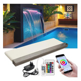 Cascata Piscina 100cm Embutir Iluminação Led Rgb E