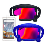 Case Azul Com Suporte Mão Para Tablet 7 Polegadas Película
