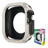 Case Capa Protetora Anti Choque Dupla Proteção 123 sfa 01 Marca 123smart Compativel Com Apple Watch Ultra 1 E 2 49mm Cor Starlight Com Preto
