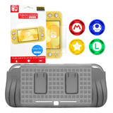 Case Capa Tpu Nintendo Switch Lite Pelicula Vidro 4 Grips