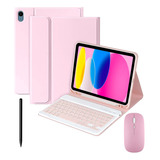 Case Magnética Mouse Teclado Para iPad 10 2022 Tela 10 9 Cor Rosa