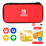 Case Nintendo Switch Lite C Película E 4 Grips De Analógico Cor Vermelho