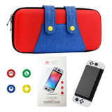 Case Nintendo Switch Oled Mario 4 Grips Película Vidro