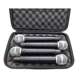 Case Para 04 Microfones Sem Fio Shure Sennheiser Akg Etc Cor Preto