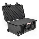 Case Rígido 52x27x18cm Rodas E Espuma Modeladora Serrilhada Cor Preto