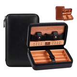 Case Umidor De Charutos Cohiba Viagem Madeira Cedro Cor Preto