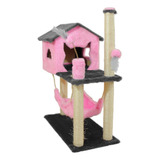 Casinha Arranhador Gato Brinquedos Cinza pink
