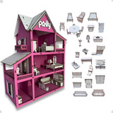 Casinha Boneca Infantil Mdf 60cm Moveis Pintada Envio Rapido