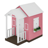 Casinha Brinquedo Mdf Com Varanda Artesanal Branco rosa Casinha De Brinquedo