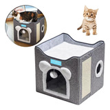 Casinha Cama 2 Andares Arranhador Gatos Conforto Pets Cabana