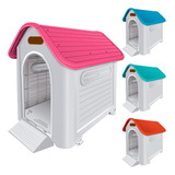 Casinha Casa Cachorro Base Branca Plástico Extra Grande N8 Cor Branca rosa