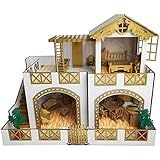 Casinha De Bonecas Infantil Em Madeira MDF Casa De Brinquedo 2 Andares Com 22 Móveis Sulartes Dourada