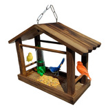 Casinha De Passarinho Comedouro Tratador Madeira Resistente