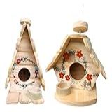 Casinha E Chalé De Pássarinho Madeira Decoração Crúa -Crúa- 14x15x22-