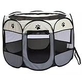 Casinha Para Cães E Gatos Cercado Pet Portátil E Dobrável Para Cães E Gatos Com Tecido Impermeável De Fácil Montagem E Transporte Premium Cinza
