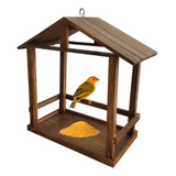 Casinha Passarinho Comedouro Pássaros Rustica Pinus Jardim