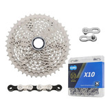 Cassete Shimano Deore M4100 11 42 10v Corrente Kmc X10 2x10v