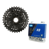 Cassete Shimano Hg31 11 34 Megarange Corrente Kmc Prata 8v