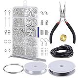 CASSONRM Jóias Fazendo Kit Descobertas Jóias Starter Set Jóias Beading Fazer E Reparar Ferramentas Alicates Grânulos De Prata Fio De Arranque Ferramenta