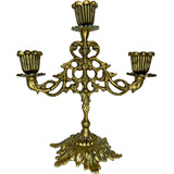 Castiçal Candelabro Suporte P Velas Dourado envelhe 3 Velas