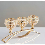 Castiçal De Metal Decoração De Mesa 3 Velas Jantar Cor Dourado
