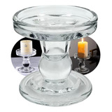 Castiçal De Vidro Largo Vela De 7 Dias E Fina Candelabro