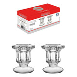 Castiçal De Vidro Porta Velas Enfeite Decoração Kit Com 2
