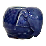 Castiçal Elefante Azul Em Porcelana Pequeno