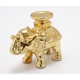 Castiçal Elefante Dourado Porcelana