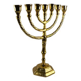 Castiçal Menorah 7 Velas Judaico De Israel Grande Dourado
