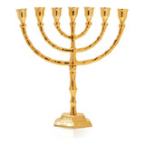 Castiçal Menorah 7 Velas Judaico De Israel Grande Dourado