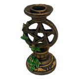 Castiçal Pentagrama Resina 12cm Altar Wicca