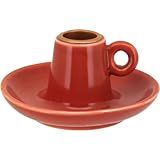 CASTIÇAL PORTA VELA DECORATIVO CERÂMICA 6x11x11cm LARANJA