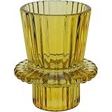 CASTIÇAL PORTA VELA DECORATIVO HOME-CO VIDRO 7x6x6cm AMARELO