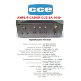 Catálogo Folder Amplificador Cce Sa 4040 Novo Okm 