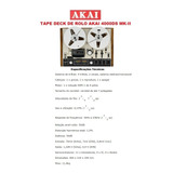 Catálogo   Folder  Tape Deck Akai De Rolo 4000ds Mk ii  Novo