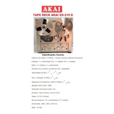 Catálogo   Folder  Tape Deck Akai De Rolo Gx 215d   Novo Okm